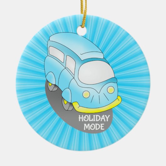 Road Trip Blue Van Keramisch Ornament (Voorkant)