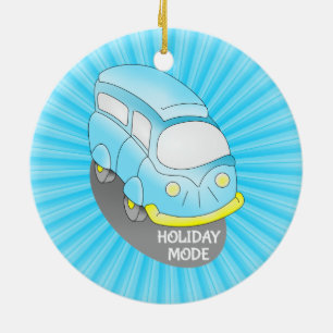 Road Trip Blue Van Keramisch Ornament