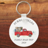 Road Trip Family Summer Vacking Red Truck Custom Sleutelhanger (Voorkant)