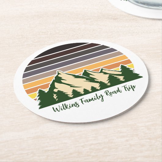  road trip groene bos Natuur Ronde Kartonnen Onderzetter (Gebogen)