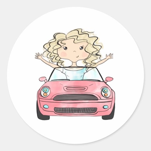 Road Trip Illustratie Ronde Sticker (Voorkant)