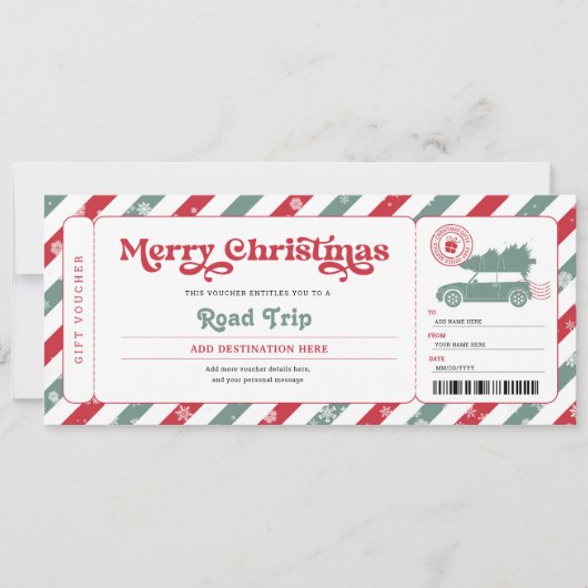 Road Trip Kerstcadeaubon Kaart (Voorkant)