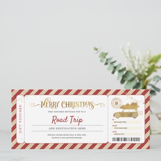 Road Trip Kerstcadeaubon Kaart (Staand voorkant)