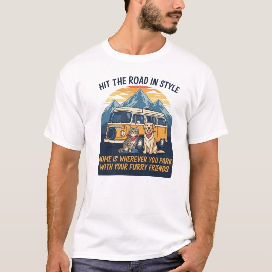 Road Trip Met Harige Vrienden T-Shirt (Voorkant)