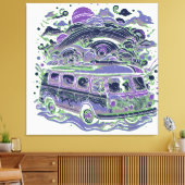 Road Trip met kleurrijke Van Canvas Afdruk (Insitu (Woonkamer))