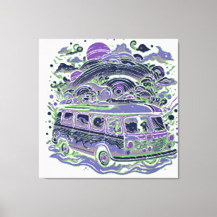 Road Trip met kleurrijke Van Canvas Afdruk