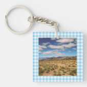 Road Trip Photos Baby Blue Gingham Sleutelhanger (Voorkant)