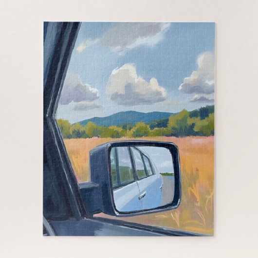 Road Trip | Rear View Mirror Watercolor Travel Legpuzzel (Verticaal)