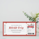 Road Trip Rode Geschenk Ticket Reisvoucher Kaart (Staand voorkant)