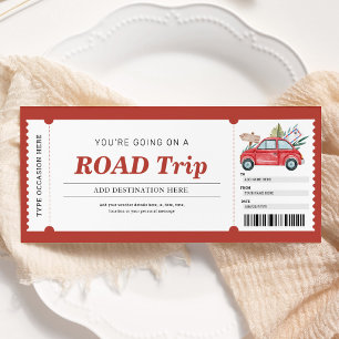 Road Trip Rode Geschenk Ticket Reisvoucher Kaart