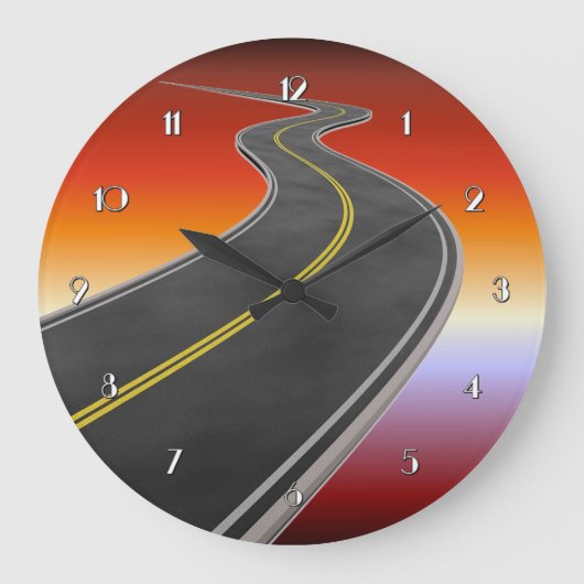 Road Trip Sunset Highway Wall Clock Grote Klok (Voorkant)