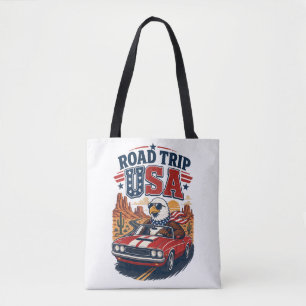 Road Trip USA Patriottische Adelaar Spierauto Bood Tote Bag