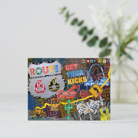 Road Trip USA Route 66 Travel License Bord Art Briefkaart (Staand voorkant)
