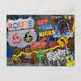 Road Trip USA Route 66 Travel License Bord Art Briefkaart