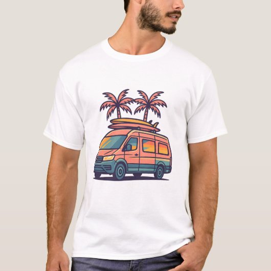 Road Trip Vibes Camper Van Vakantie T-shirt (Voorkant)