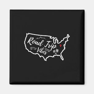Road Trip Vibes Kaart Verenigde Staten Familie Vri Magneet