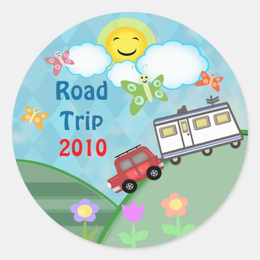 Road Trip Zomer Vakantie Stickers (Voorkant)