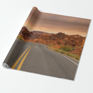 Road trip zonsondergang cadeaupapier