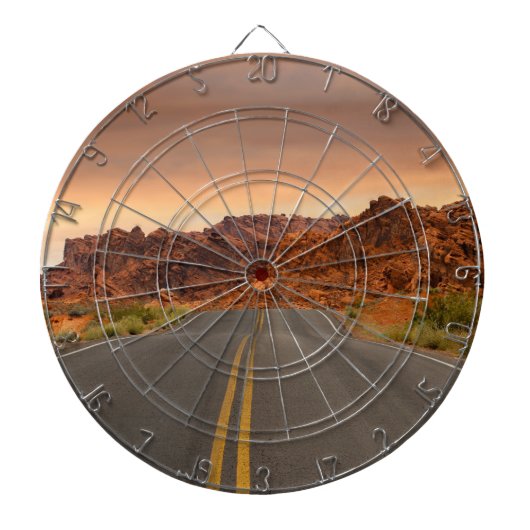 Road trip zonsondergang dartbord (Voorkant)