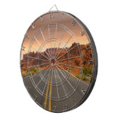 Road trip zonsondergang dartbord (Voorkant Rechts)