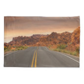 Road trip zonsondergang kussensloop (Achterkant)