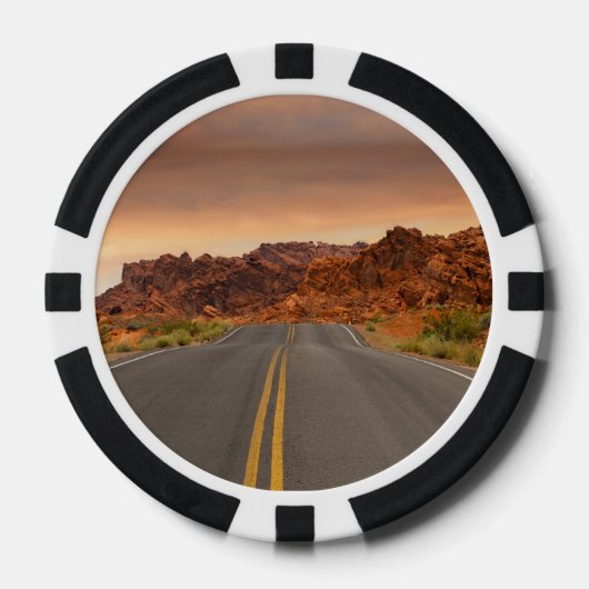 Road trip zonsondergang pokerchips (Voorkant)