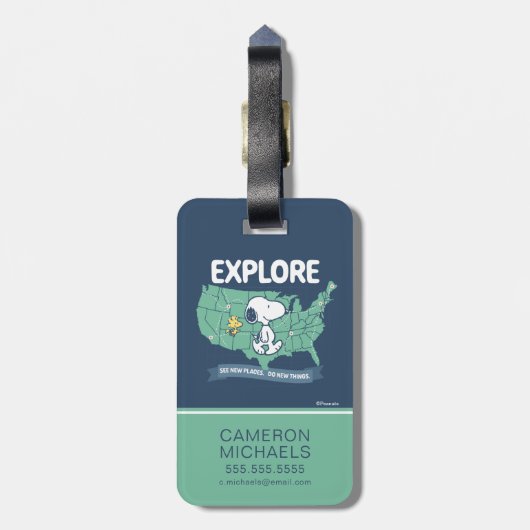 road trippin | Peanuts Explore Bagagelabel (Achterkant verticaal)