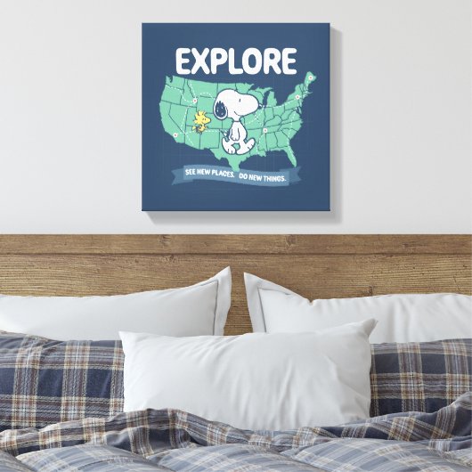 road trippin | Peanuts Explore Canvas Afdruk (Insitu (Slaapkamer))