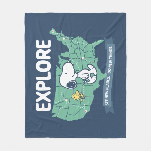 road trippin | Peanuts Explore Fleece Deken (Voorkant)