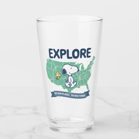 road trippin | Peanuts Explore Glas (Voorkant)