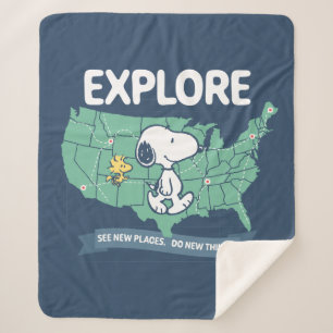 road trippin   Peanuts Explore Sherpa Deken