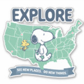 road trippin | Peanuts Explore Sticker (Voorkant)