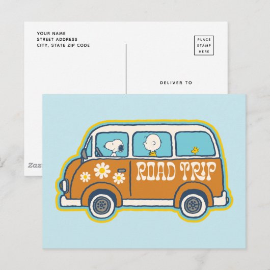 road trippin | Peanuts Road Trip Van Briefkaart (Voorkant / Achterkant)
