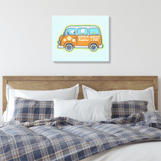road trippin | Peanuts Road Trip Van Canvas Afdruk (Insitu (Slaapkamer))