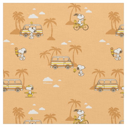 Road Trippin | Peanuts Snoopy Beach Pattern Stof (Close Up)