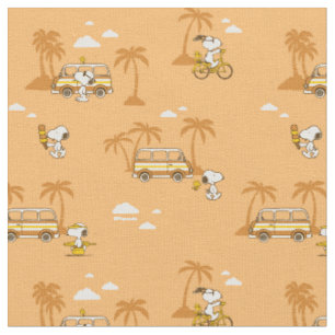 Road Trippin Peanuts Snoopy Strand Patroon Stof