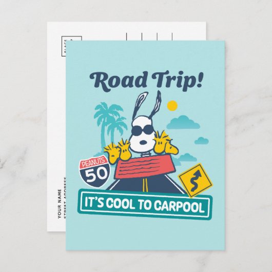 road trippin | Pinda's het is cool om te carpoolen Briefkaart (Voorkant / Achterkant)