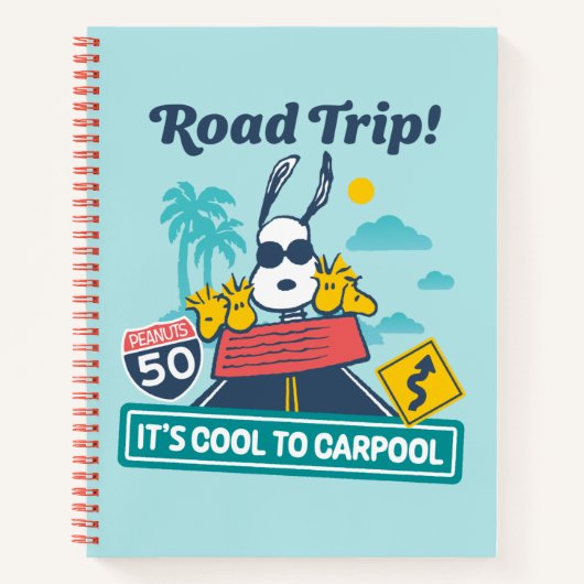 road trippin | Pinda's het is cool om te carpoolen Notitieboek (Voorkant)