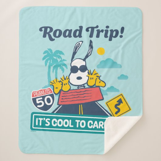 road trippin | Pinda's het is cool om te carpoolen Sherpa Deken (Voorkant)