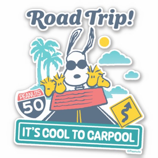 road trippin | Pinda's het is cool om te carpoolen Sticker (Voorkant)
