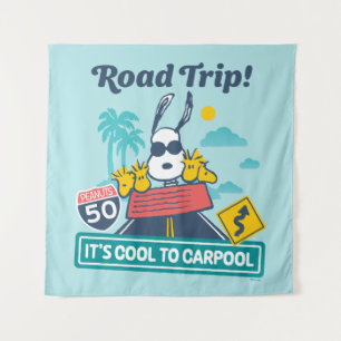 road trippin   Pinda's het is cool om te carpoolen Wandkleed