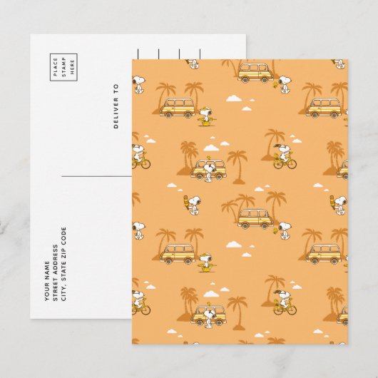 road trippin | Pinda's Snoopy strandpatroon Briefkaart (Voorkant / Achterkant)