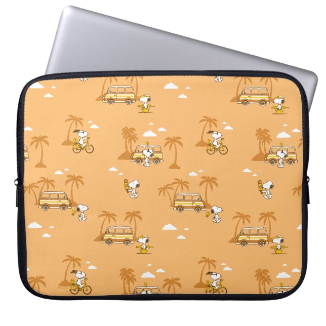 road trippin | Pinda's Snoopy strandpatroon Laptop Sleeve (Voorkant)
