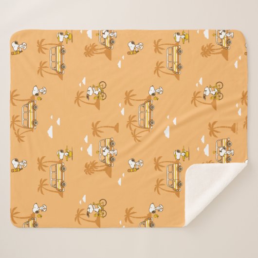 road trippin | Pinda's Snoopy strandpatroon Sherpa Deken (Voorkant (horizontaal))