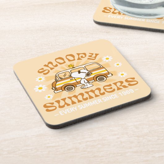 road trippin | Pinda's Snoopy Summers Bier Onderzetter (Linkerzijde)