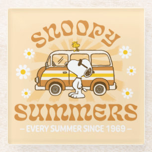 road trippin   Pinda's Snoopy Summers Glazen Onderzetter