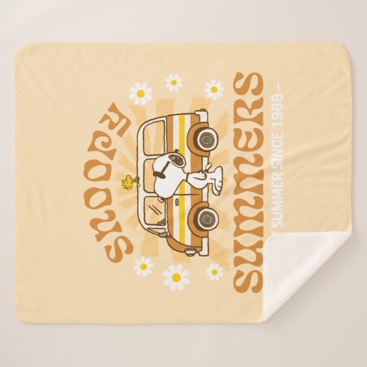 road trippin | Pinda's Snoopy Summers Sherpa Deken (Voorkant (horizontaal))