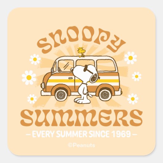 road trippin | Pinda's Snoopy Summers Vierkante Sticker (Voorkant)
