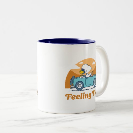 road trippin | Pinda's voelen zich vrij Tweekleurige Koffiemok (Voorkant rechts)