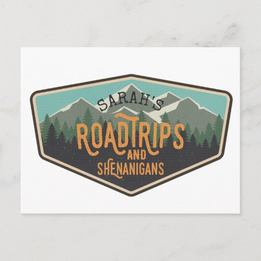 Road Trips & Shenanigans gepersonaliseerd Briefkaa Briefkaart (Voorkant)